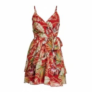 Guess Red and Green Floral Mini Dress